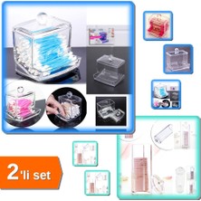 Hereveoyuncak Kapaklı Kulak Çubuğu Düzenleyici + Kapaklı Makyaj Pamuğu Düzenleyici - 2li Set CD789