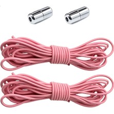 Hapshoe Ayarlanabilir 1 Çift Pembe Vidalı Kapsül Uçlu Yuvarlak Lastik Pratik Bağcık