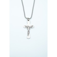 IDR Hz. İsa Haç Gümüş Kaplama Örme Zincir Kolye