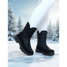 Ayakkabı Ülkesi Dayanıklı Kaymaz Taban Su Geçirmez Ortopedik Esnek Fermuarlı Kadın Günlük Kar Botu