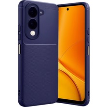 Wowacs Vivo Y29S Uyumlu Kılıf Karbon Tasarım Kamera Korumalı Silikon Telefon Kılıfı Kapak