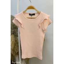 Mojo Bebek Mojo Kız Çocuk 5-14 Yaş  Fırfırlı Kol Kaşkorse Body 3311 Pudra