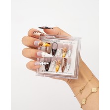 Takma Takma 10'lu Renkli Extra Extra Extra TT1397 Tekrar Kullanılabilir El Yapımı Protez Takma Tırnak - Renkli-L