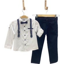 Mojo Bebek Mojo Erkek Çocuk 5-8 Yaş Papyonlu Gömlekli Pantolon Takım Lacivert-Beyaz