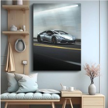 Lamborghini Huracan Gümüş Süper Araba Kanvas Tablo Italyan Otomotiv Dinamizmi Tablo