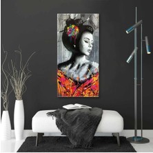 Asyalı Model Grafiti Sokak Sanatı Dikey Panoramik Hd Baskı Kanvas Tablo