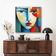 Geometik Model Yüzü Modern Kare Hd Baskı Kanvas Tablo