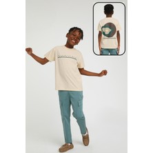 Jacklions Jack Lions Erkek Çocuk Sırt Baskılı %100 Pamuk T-Shirt 1717 Bej