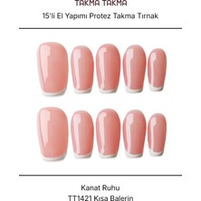 Takma Takma 15'li Pembe Kısa Balerin TT1421 Tekrar Kullanılabilir El Yapımı Protez Takma Tırnak - Pembe-M