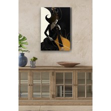 GülsenArt Modern Çello Çalan Kadın Yağlı Boya Görünümlü Hd Dijital Baskı Dikey Kanvas Tablo 5121