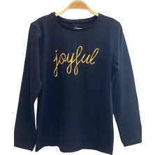 Mojo Bebek Mojo Kız Çocuk Joyful Nakışlı Uzun Kol T-shırt 823422 Siyah