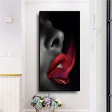GülsenArt Dekoratif Lips Hd Dijital Baskı Dikey Panoramik Kanvas Tablo Ofis Işyeri Oturma Odası Dekor