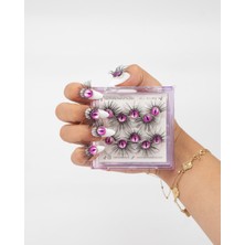 Takma Takma 10'lu Beyaz Uzun Badem  TT1409 Tekrar Kullanılabilir El Yapımı Protez Takma Tırnak - Beyaz-S