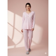İnspira Lingerie Dantel Yaka Detaylı Pamuklu Penye Kumaş Pijama Takımı