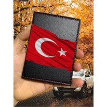 Nurdic Türk Bayrağı Desenli Ruhsat Kabı Logolu Oto Ruhsat Kılıfı Vinleks Deri Dikişli Araç Ruhsat Koruyucu