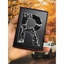 Nurdic R Harfi Mermer Ruhsat Kabı Logolu Oto Ruhsat Kılıfı Vinleks Deri Dikişli Araç Ruhsat Koruyucu