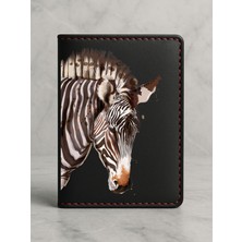 Nurdic Ruhsat Koruyucu Baskılı Kart Bölmeli Siyah Vinlex Deri Ruhsat Kabı Kılıfı Zebra