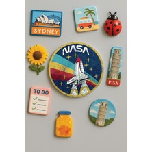 Nurdic Modern ve Dekoratif Yuvarlak Buzdolabı Magneti Magnet Büyük Boy 10X10 cm - Nasa