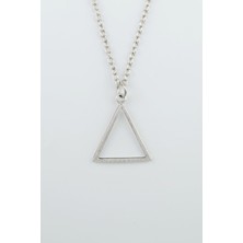 IDR Üçgen Geometrik Gümüş Kaplama Düz Zincir Kolye