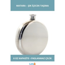 Letsii Paslanmaz Çelik Yuvarlak 8 Oz Tekli Matara Şık Çelik Renk
