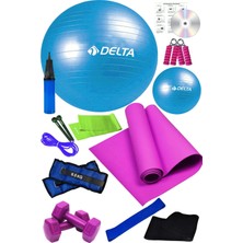 Delta 13 Lü Pilates Topu Seti Plates Minderi 1 kg Dambıl Aerobik Latex Band El Ayak Bilek Ağırlığı