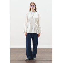 Manuka Çıtçıt Ayarlamalı Tshırt Ekru