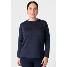 Accort Büyük Beden Kendinden Desenli Triko Kazak-Lacı