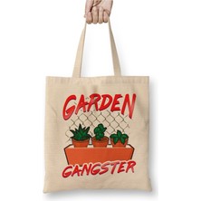 Toyaso Cute & Funny Garden Gangster Planting Pun Bez Çanta Uzun Saplı Alışveriş Çantası