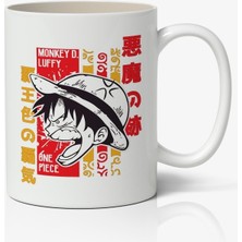 Toyaso One Piece Monkey D. Luffy Anime Baskılı Beyaz Porselen Kupa Bardak V3