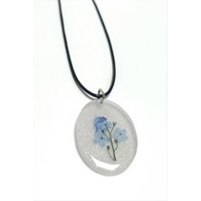 Fantastik Store Unutma Beni Çiçeği Oval Epoksi Kolye