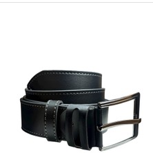 Gündoğdu Deri Siyah 4,5cm Gri Dikişli Modelli Köprülü Birinci Sınıf Suni Deri Kot Kemer