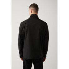 Avva Erkek Siyah Dik Yaka Önü Kapitoneli Bağcık Detaylı Su İtici Comfort Fit Mont  A41Y6000