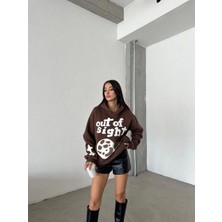 Etiler Collection 3 Iplik Şardonlu Oversize Out Of Baskılı Sweat Kahve