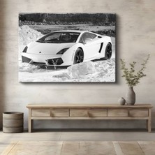 Lamborghini Gallardo Beyaz Süper Kanvas Tablo Italyan Tasarımı Otomobil Tablo