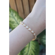 Claris Vip Seri Pirinç Zirkon Taşlı Gold Renk Damla Model Bileklik