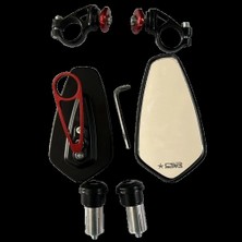 Süveyda Motor Universal Gidon Aynası Köşeli Kırmızı