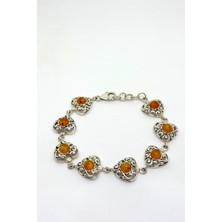 Oya Silver Amber Kalp Işıltısı-Kehribar Taşı Koleksiyonu