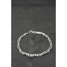 Oya Silver Oksitli Kare Kral Erkek Zincir Gümüş Bileklik