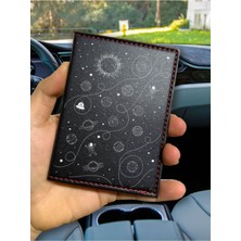 Nurdic Desenli Ruhsat Kabı Logolu Oto Kılıfı Deri Dikişli Araç Ruhsat Koruyucu Planet