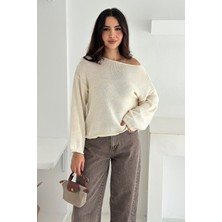Noa Noa Kadın Omuz Açık Salaş Triko Kazak – Soft Elegance