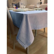 Meral Kurşun Collection Çeyizlik Piko Sarma Detaylı Dertsiz Masa Örtüsü Simli Gümüş