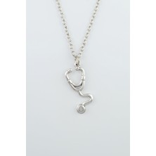 IDR Doktor Steteskop Gümüş Kaplama Düz Zincir Kolye