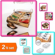 Hereveoyuncak 12 Bölmeli Çekmece Düzenleyici Organizer + 12 Bölmeli Ayakkabı Saklama Çantası 2’li Set – Y2G9KP