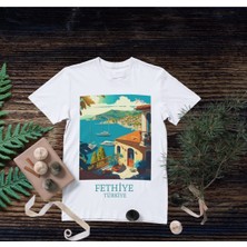 Hayal Hanesi Mavera Sanat 58 Tüm yaşlara ve bedenlere uygun Şehir Baskılı tişört (Fethiye)