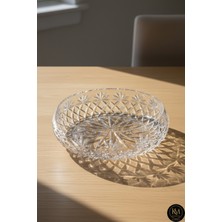 Kristal Market El Yapımı Kristal Palm Desenli 28 cm Dekoratif Sunumluk Kase