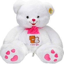 Puffy Friends Atkılı Peluş Ayı 70 cm - Pembe Atkılı