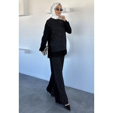 Julude Taş Işlemeli Tesettür Tunik Bel Lastikli Pantolon Ikili Takım P-00018982