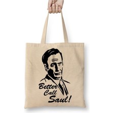 Toyaso Better Call Saul Beyaz Bez Çanta Uzun Saplı Alışveriş Çantası Plaj Çantası