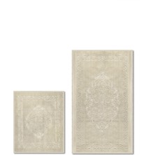 Bluenity Pamukkale Doğal Pamuklu 2'li Banyo Paspas & Halı Seti 60X100+50X60 cm - Bej