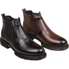 Sula Erkek Fermuarlı Chelsea Bot Baskılı Deri Kahve Kauçuk TABAN-756-KAHVE